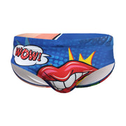 Men's Printed Sexy Lips Swim Briefs Bikini Low Waist Beach Quick-drying Briefs