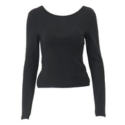 Sexy Round Neck Back Hollow Slim Long-sleeved T-shirt Top