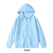 Live Cotton Long-sleeved Zipper Sweater Embroidered Work Clothes Men's Women's Hoodie Coat Wholesale Autumn