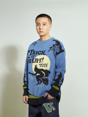 Halloween Street Round Neck Sweater Spring And Autumn Loose Men