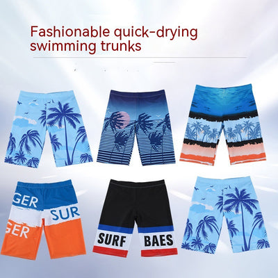 Men's Printed Large Size Loose Hot Springs Swimming Trunks