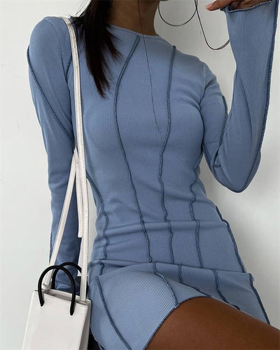 Trumpet Sleeve Sexy Long Sleeve Mini Dress