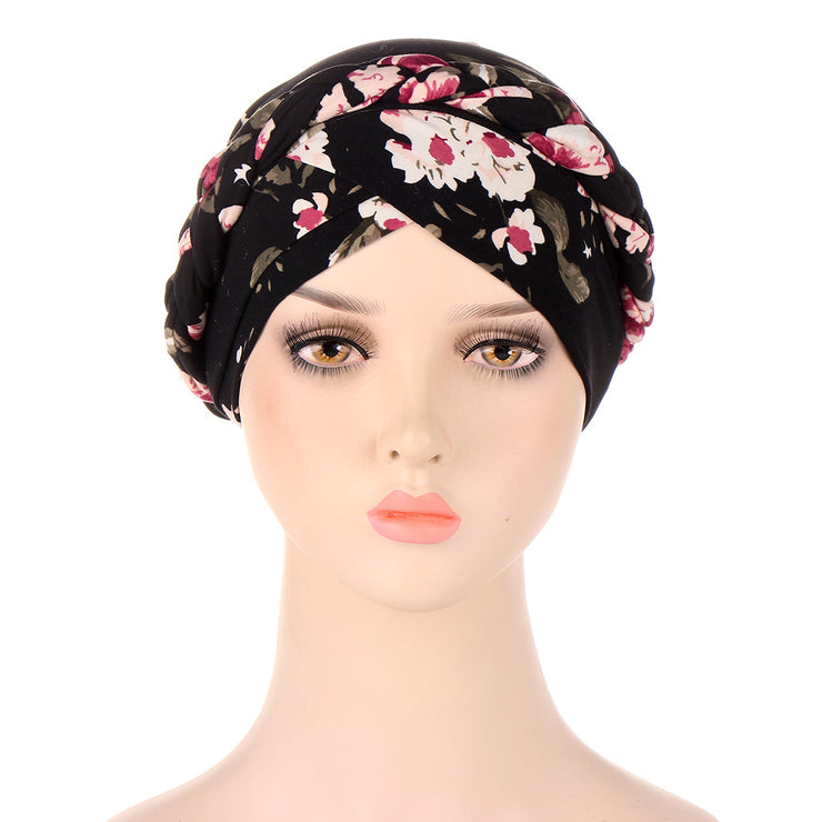 Tie-dyed Short Braid Can Hide Hair Turban Hat