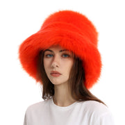 Warm Fisherman Hat Women's Wide Brim Thickened Solid Color Plush Bonnet