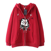 Dark Style Hip Hop Gothic Skull Zipper Hooded Sweatshirt