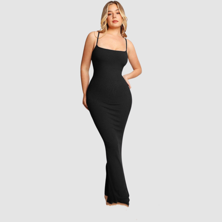 Women's Shapewear Dress Jumpsuit Tummy Tuck Lift Corset Open Crotch Suspender Tight Long Skirt Chest Pad Bodysuit Dress