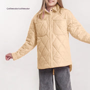 Art Loose Rhombus Cotton Clothing Cotton Coat Daughter