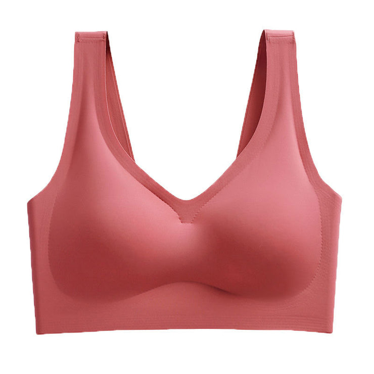 Nude One-piece Button-back Seamless Plus Size Bra Women's Full-cup Sports Bra Thin Yoga Bra Without Underwire