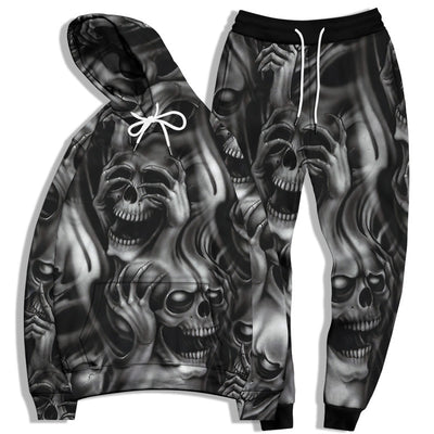 Skull Print Men's Long Sleeve Loose Sweatshirt