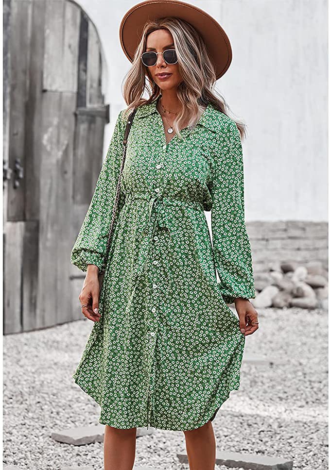 Autumn And Winter Mid-length Printed Long-sleeved Dress