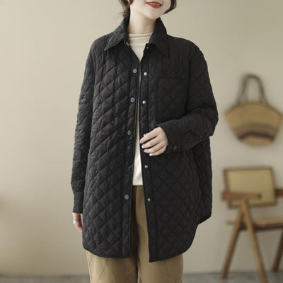 Mid-length Lightweight Down Coater Thickened Warm Vintage Rhombus Jacket