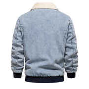 Men's Plush Denim Jacket In European Size