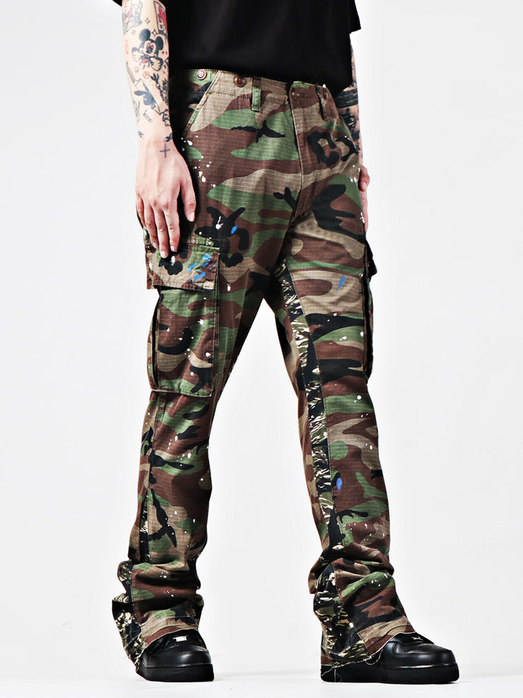 Water Washed Tiger Patterned Camouflage Leopard Patterned Jeans