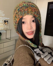 Rainbow Wool Knitted Toe Cap Beanie Hat