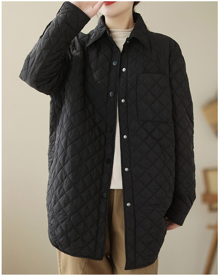 Mid-length Lightweight Down Coater Thickened Warm Vintage Rhombus Jacket