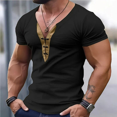 Men's Thin Stitching Sports Fitness Short Sleeve T-shirt Youth Base