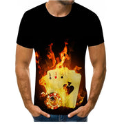 Poker Men's 3D Digital Printing Short Sleeve