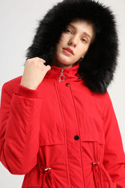 Autumn And Winter Women's Clothing Large Fur Collar Cotton Coat Women's Fleece-lined Thickened Detachable Hat Warm Coat