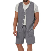 Men's Solid Color Fashion Vest Casual Suit