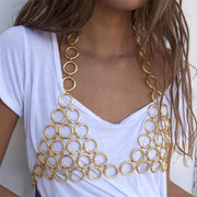 Metal circle hollow hanging neck chest chain