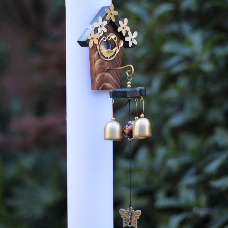 Japanese Style Garden Metal Love Nest Wind Chime Wall Hanging Doorbell