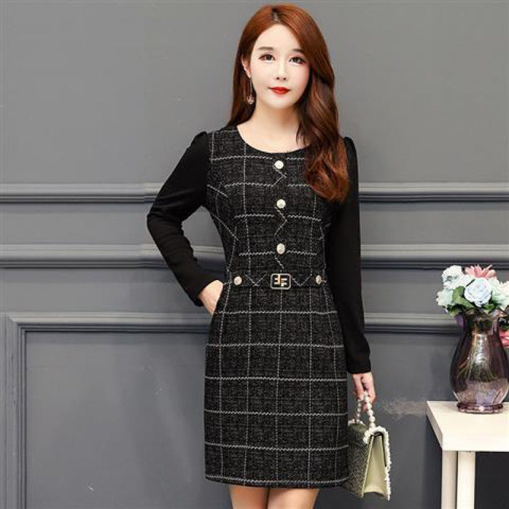 Young mother autumn winter dress