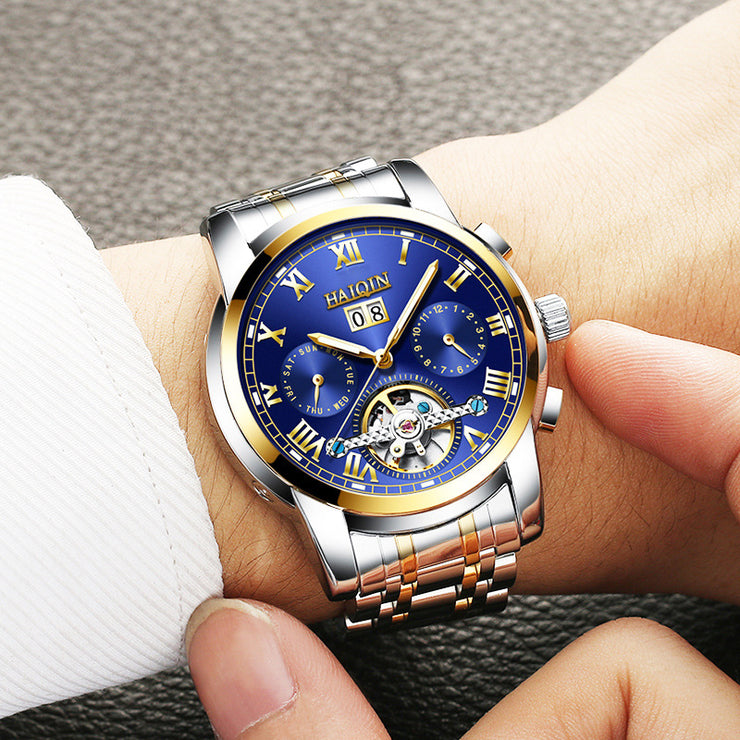 A man watches hedge automatic mechanical watches Tourbillon waterproof hollow men's swimming.