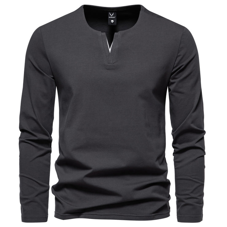 Men's V-neck Long Sleeve T-shirt Bottoming Shirt