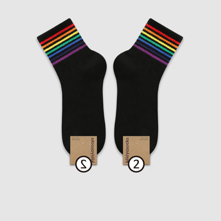 Simple College Style Striped Cotton Socks