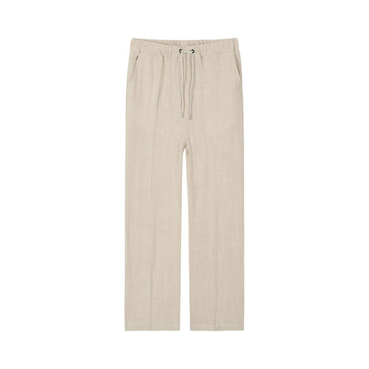 Men's Cropped Casual Pants Cotton And Linen Trousers