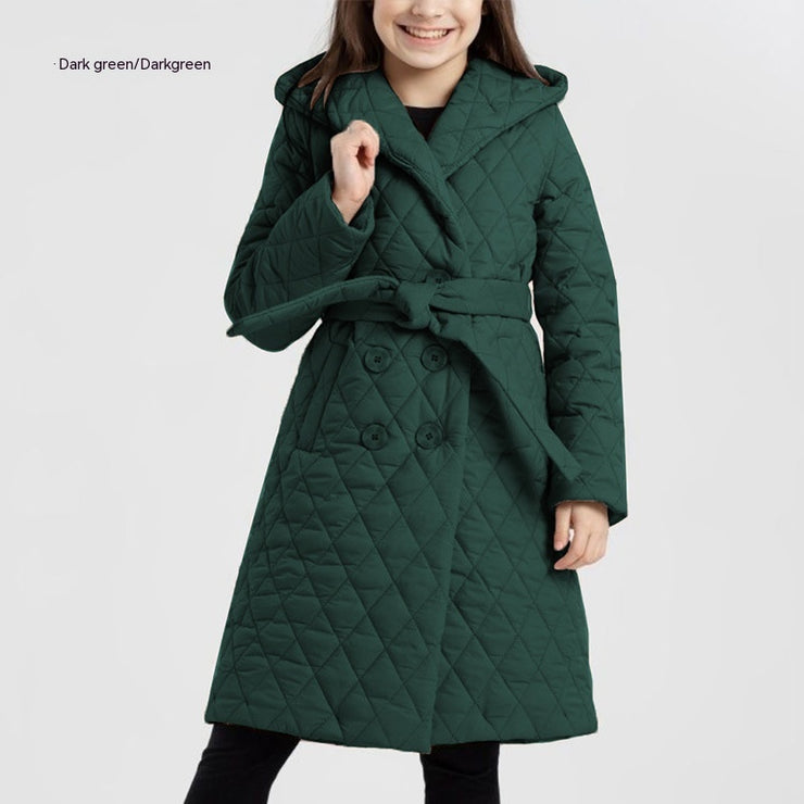 Long Coat Stand-up Collar Cotton-padded Clothes Warm And Windproof Children