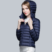 2022 New Winter Clothing Light Short Short Fashion Slim Down Jacket Women's Light Down Jacket Hooded Jacket Tide