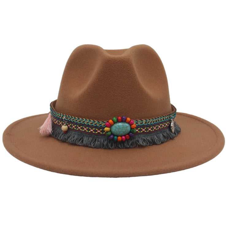 Ethnic Style Western Cowboy Hat Gem Accessories Tibetan Top Hat