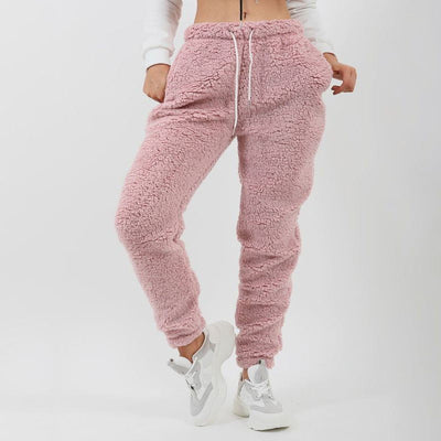 Solid Color Sweatpants Trousers Fleece Pockets