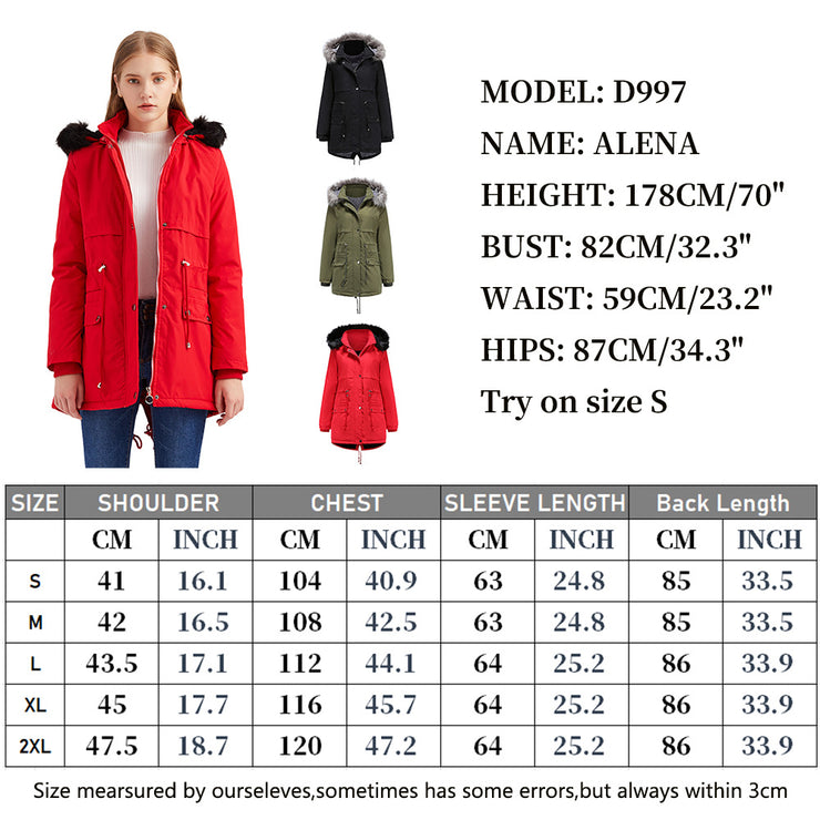 Autumn And Winter Women's Clothing Large Fur Collar Cotton Coat Women's Fleece-lined Thickened Detachable Hat Warm Coat