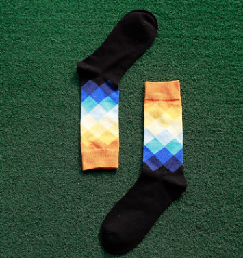 Colored diamond men's socks men's cotton socks long socks