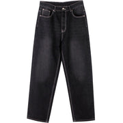 Black Washed Jeans Men's Hip Hop Loose Plus Size Trousers