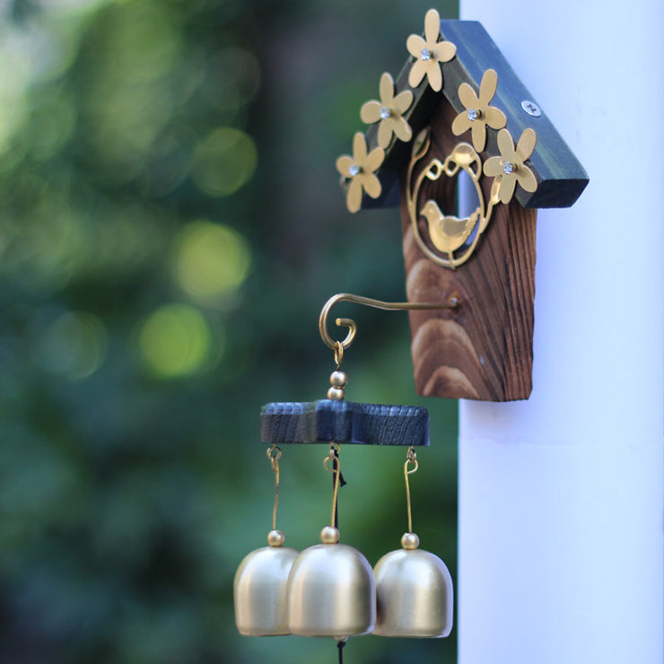 Japanese Style Garden Metal Love Nest Wind Chime Wall Hanging Doorbell