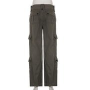 Low-Rise Multi-Pocket Pressed Loose Cargo Pants