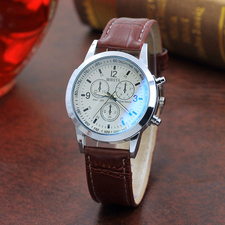 Fashion Blue Glass Belt Men's Watch Watches Men's Quartz Watches