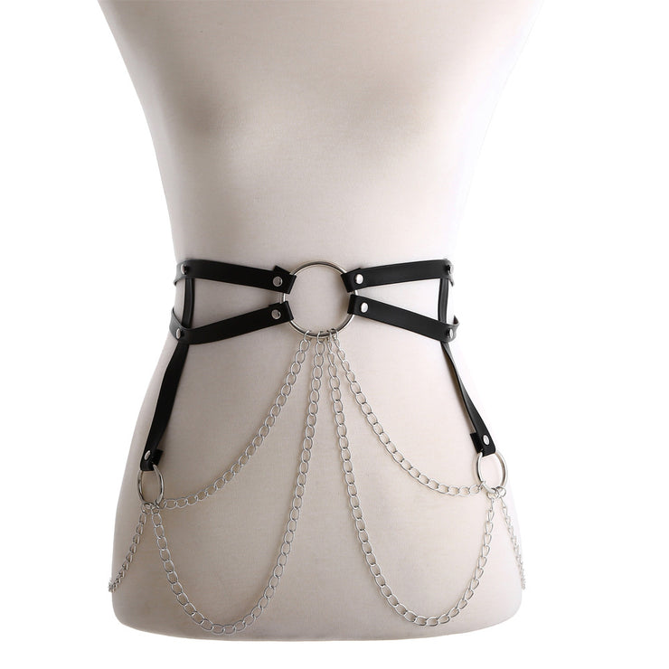 Body Harness Women Sexy Chain Leather Strap Waist Jewelry