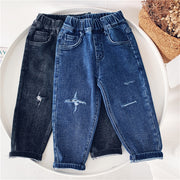 Boys  Fleece Jeans Straight Trousers Trendy Children s Clothing