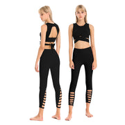 2018 Summer Professional Yoga Clothing Suit Female Hollow Tight-Fitting Shockproof Bra Sexy Sports Fitness Nine-Point Pants