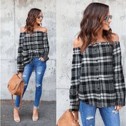 European And American Women's Clothing Amazon Winter New Red And Black Plaid Shirt Long-Sleeved Loose Single-Breasted Shirt