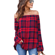 European And American Women's Clothing Amazon Winter New Red And Black Plaid Shirt Long-Sleeved Loose Single-Breasted Shirt