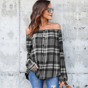 European And American Women's Clothing Amazon Winter New Red And Black Plaid Shirt Long-Sleeved Loose Single-Breasted Shirt