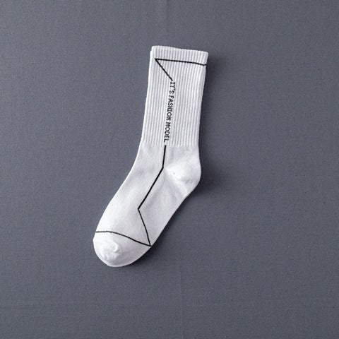 Socks Men'S Stockings Street Men'S Trendy Socks Simple Black And White Tube Socks Sports Socks