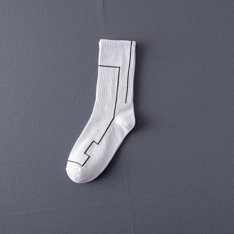 Socks Men'S Stockings Street Men'S Trendy Socks Simple Black And White Tube Socks Sports Socks