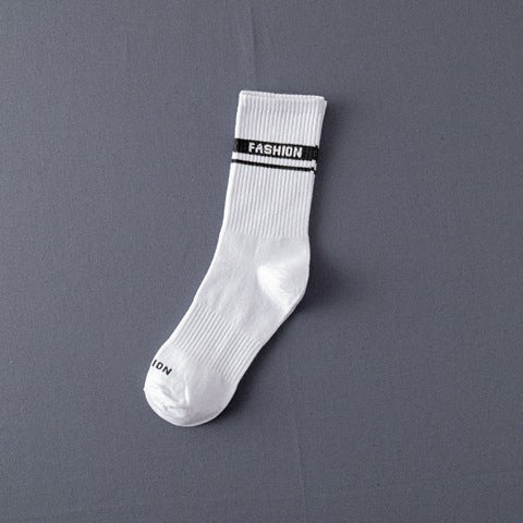 Socks Men'S Stockings Street Men'S Trendy Socks Simple Black And White Tube Socks Sports Socks