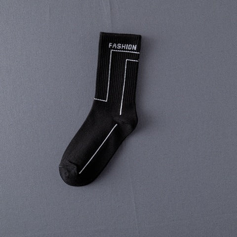 Socks Men'S Stockings Street Men'S Trendy Socks Simple Black And White Tube Socks Sports Socks